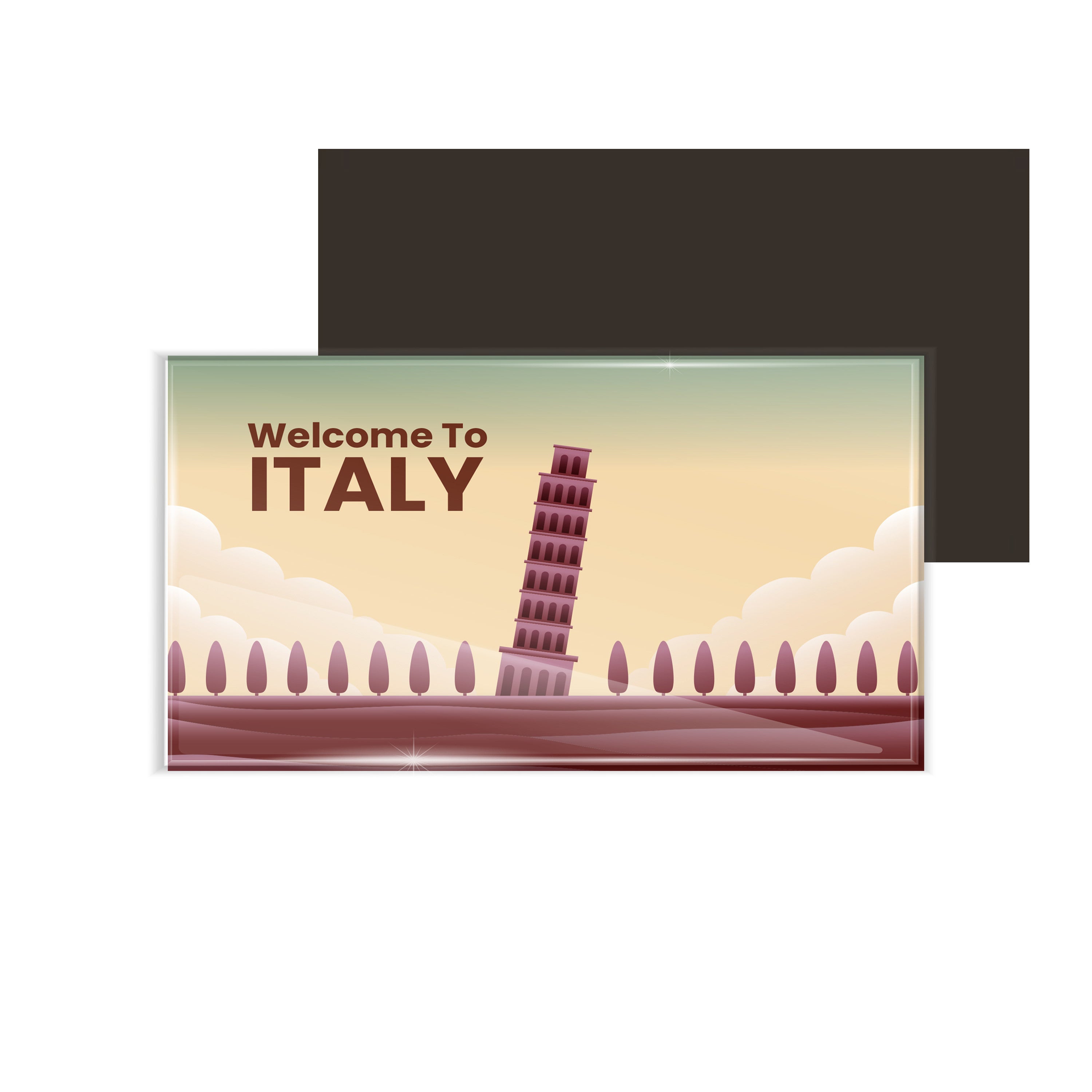 dhcrafts Fridge Magnet Rectangle Acrylic Glass (8.6 x 5.4 cm) Multicolor Travel Italy D4 Design Pack of 1